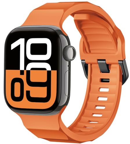 Ynitec Sport Strap - Compatible with Apple Watch Series 10 Straps 42mm 41mm 40mm 38mm for Women Men, Soft Silicone Waterproof Strap for iWatch Series 10 9 8 7 6 5 4 SE 3 2 1 Ultra, Orange