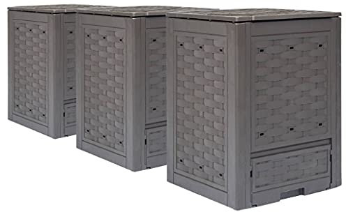 Home & Garden-Garden Composter 3 pz marrone 60x60x83 cm 900 L plastica rattan - scelta