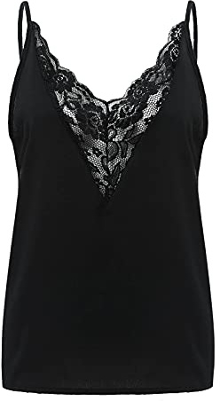Générique Femme T-Shirt DéBardeur - débardeur avec Soutien-Gorge intégré Sexy Fleurs Bandeau Top Dentelle côtelée Grande Taille Col Carré Haut Débardeurs bandeau smockés Couleurs Pures Haut