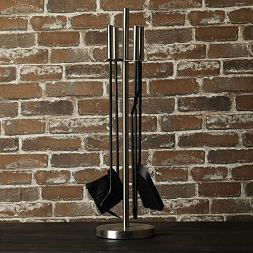 HSIRYAOHD Lot de 5 ustensiles de cheminée modernes pour intérieur et extérieur Finition noire mate