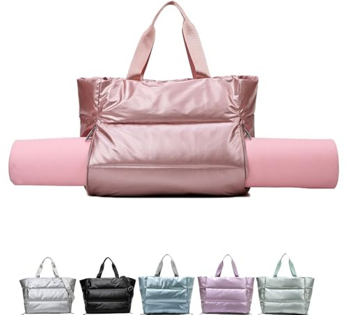 Aikelai Puffer Yogatasche Damen,Yogamatte Tasche Damen,Taschen für Yogamatten mit Nassfach,Sport Gym Tasche,Yogatasche für Matte und Zubehör (schwarz)