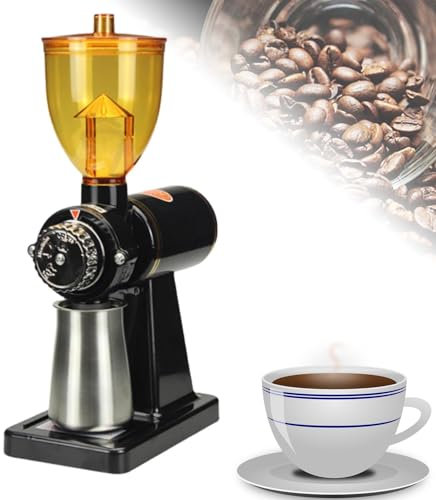 Adjustable Burr Mill,Electric Coffee Grinder,Electric Automatic Burr Mill High Capacity Commercial Coffee Grinder,Coffee Bean Grinder 180W, Coffee Bean Grinding Tool with 8-Adjustable Speed(Black)