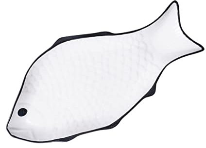 IMIKEYA Vassoio Per Servire Pesce in Ceramica Creativo Porta Pesce Adatto Al Microonde Vaporiera Per Feste