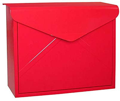 Mailbox Wall Mounted,Letter Box,Postbox,Contemporary Post Box, Wall Mounted Mailbox with Large Spaces, Lockable Letterbox with Cover & 2 Keys, Weather Resistant (Red)