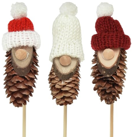Viana Zapfenwichtel Deko Wichtel Weihnachtsstecker mit Mütze, 12 Stück, 8cm