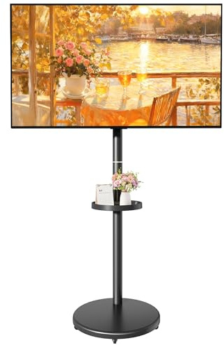 ECOTINY Rolling TV Stand with Wheels for 17–43 Inch TVs up to 15KG, Black