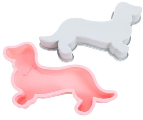 Molde de Silicona Rosa para 2 Piezas Chocolate Forma de Perro | Fondant y Tartas, Textura Fina Antiadherente, Adecuado para Cumpleaños y Fiestas