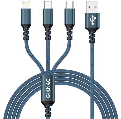 GIANAC Multi USB Kabel [0.5M] ladekabel 3 in 1 schnellladekabel | Universal Ladekabel USB Ladekabel Mehrfach mit Micro USB C Lightning Kabel für iPhone,Android Galaxy, Huawei,Oneplus,Sony