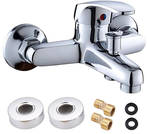 Grifo Bañera y Ducha, HOVCEH Grifo Ducha de Tamaño Ajustable 13,5-17,5 cm, Monomando Duchas de Aleación de Zinc para Duchas y Bañera