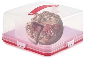 Brambles home Portable Cake Carrier Box, Square Design with Clear Lid, Food Storage Container for Desserts, Cupcakes and Pastries