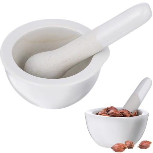 TEHAUX Mörser Mit Stößel Porzellan Mörtel- Und Pistill-Set 2Er Set Für Gewürze Kräuter Pfeffer Kaffeebohnen Ingwer Vanille Und Pillen Für Küche Und Haushalt