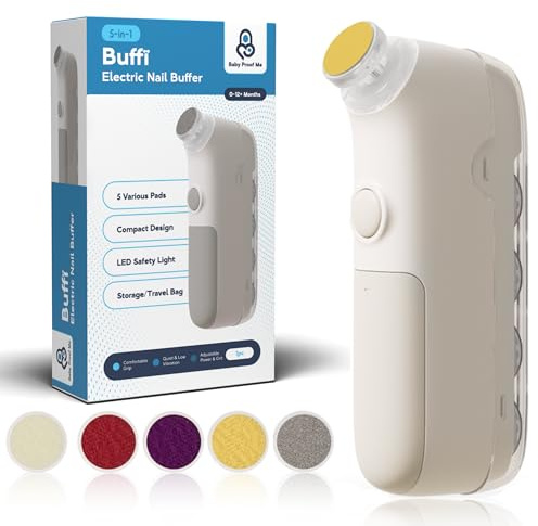 Baby Proof Me Kit de limas de uñas para bebés | Recortadora de uñas 5 en 1 con 3 luces LED, pulidor de uñas para bebés y niños pequeños, esencial para el cuidado del recién nacido, kit completo de