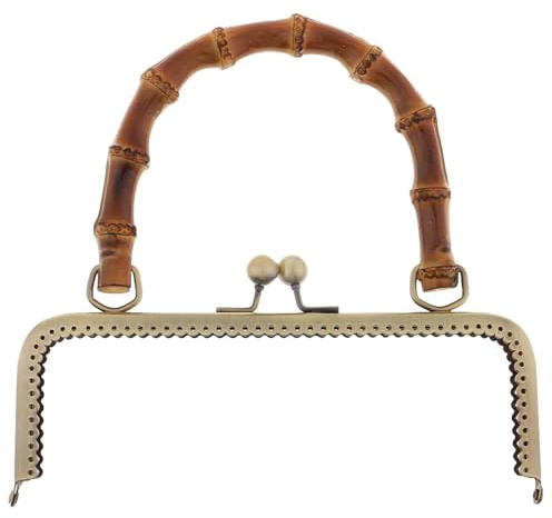 FGUJSUR Borsa a Tracolla in Metallo Stile Vintage con Chiusura a Bacio Manico in bambù Fermagli for Gioielli Elementi di Fissaggio for Cucire Forniture for Borse(Bronze 20cm A)