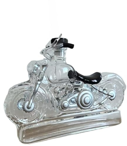 Botella decantadora de vidrio con forma de motocicleta, ámbar, dispensador de licor decorativo con boca redonda, decoración de bar (B)