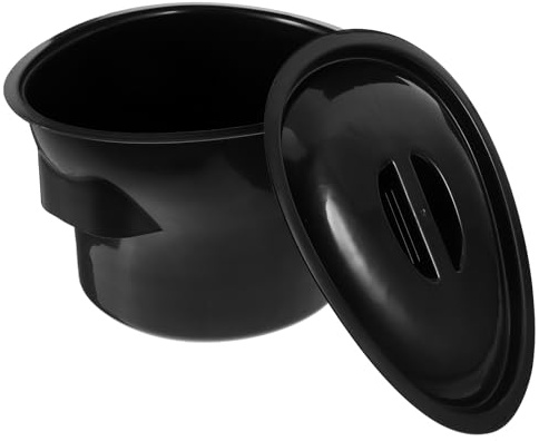 ibasenice Seau de Toilette de Chevet en Plastique avec Couvercle Pot de Chambre Noir Portable pour Personnes Âgées et Patients Alités Urinoir Hygiénique Pratique pour Soins à Domicile et