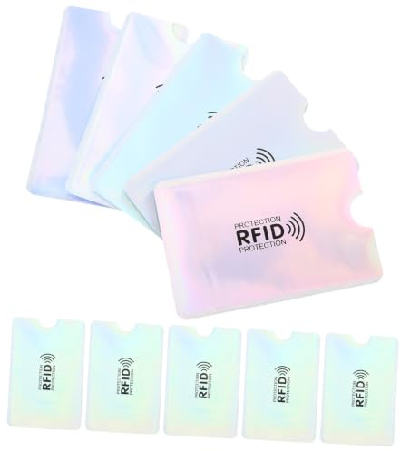 YARNOW Fundas Protectoras para Tarjetas RFID, 10 Unidades, Tamaño Estándar, Material de Papel de Aluminio Bloqueo Anti Escaneo, Protección contra Robo de Identidad para Tarjetas