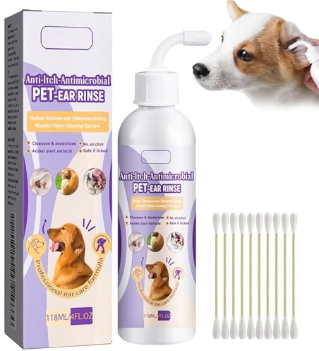 Limpiador De Oídos Para Gatos Perros,Solución Suave Para Limpiar Los Oídos De Gatos Perros,Acumulación De Cera,Limpiador Para Las Orejas De Perros Y Gatos Con Extracto De Aloe Vera De Curazao,118ml