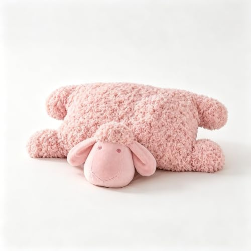 JORCEDI Plüsch Schaf Kissen/Kuschelkissen/Schmusekissen/Stofftier/Kuscheltier/Plüschtier ，für Frauen, Kinder und Einrichtungsfreunde (55cm,Rosa)