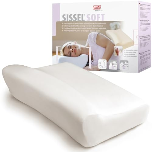 SISSEL Nackenkissen Soft L | Orthopädisches Kissen & Nackenstützkissen | Ergonomisches Kopfkissen gegen Nackenschmerzen | Höhenverstellbar & Extra Breit | Waschbarer Velours Bezug 47 x 33 x 14 cm