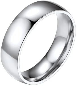 PROSTEEL Anillo Hombre Plata 6mm Ancho Acero Inoxidable Plateado Anillos de Compromiso Boda Alianza Tamaño 27,5 Joyas para Mujeres Hombres Parejas