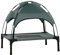 PawHut Lit pour Chien Chat sur Pieds Grand Confort Velum Anti-UV Tissu Oxford Micro-perforé + Parasol + Sac de Transport Inclus Gris Noir