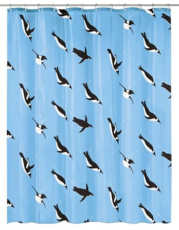 Kleine Wolke Duschvorhang Penguin, 180x200 cm, blau