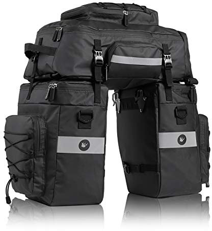 BAIGIO Fahrrad Gepacktragertasche 3 in 1 Multifunktion wasserdichte Fahrradtasche 75L Hinterradtasche mit Regenschutz Schwarz