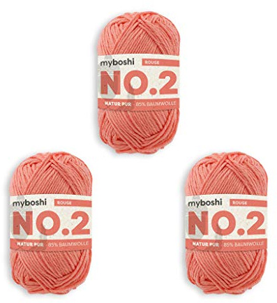 myboshi Häkel- und Strickgarn | Modell: No.2 mit Kapokfaser | Leichtes Garn | 3-Pack Kugelgarn | 2410 Rot