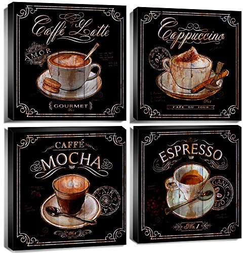 Küchen-Wandkunst, Kaffee-Wandkunst, Vintage, braun, schwarz, Café-Bilder, Esszimmer, Bar, Wanddekoration, Bohne, modernes Kunstwerk, Leinwand, Café, Schild, Gemälde, Familie, Restaurant, Kamin