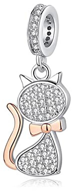 MariaFonte Charm Tiere Bulldogge Kaninchen Elefant Katze Eule Marienkäfer Biene Delfin Flamingo Bär Fuchs Eichhörnchen Kompatibel Allen Marken Anhänger Perle Silber