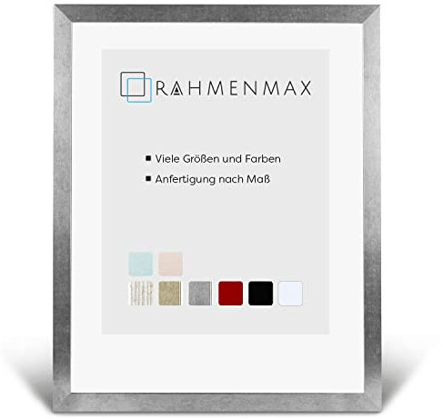 RahmenMax® Skane Bilderrahmen Holz 61x91,5 cm zum Aufhängen/Bilderrahmen Maßanfertigung möglich/MDF Posterrahmen/Bilder Rahmen in Alu-Gebürstet Matt mit Acrylglas/Puzzle Rahmen
