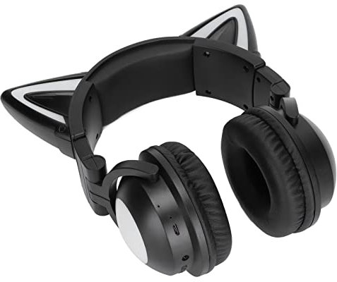 Casque d'oreille de Chat Mignon LED, Casque de Jeu Stéréo pour Ordinateur Portable, Casque de Jeu sans Fil Bluetooth 5.3 avec Microphone pour Ordinateur Portable Smartphone /