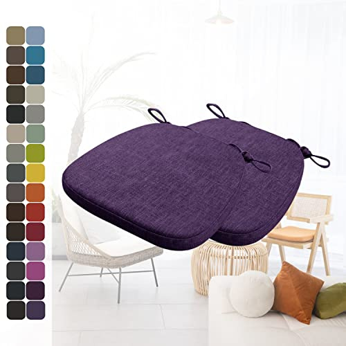 Kimgull 2er Set Stuhlkissen mit Bändern Bequeme Waschbare Rutschfestes Sitzkissen Ideal für zu Hause und Gartendekoration, viele Farben und Größen zur Auswahl (43x40x3CM Blau Lila)