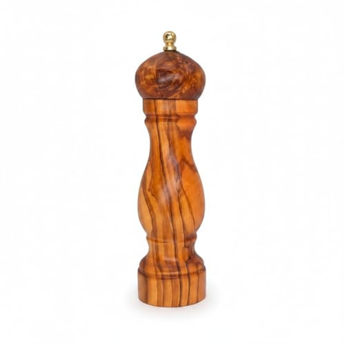 Pepper Mill - Handcrafted Olive Wood Pepper Mill Grinder - Premium Adjustable Ceramic Mechanism - Elegant Kitchen and Dining Accessory - Perfect for Gourmet Chefs and Home Cooks (20 cm)