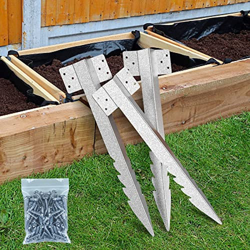 10 Pack Railway Sleepers Brackets- Heavy Duty Sleeper Stakes for Driveway Garden Edging, Galvanised Steel Jagged Sleepers Brackets for Garden Timber Planter Beds