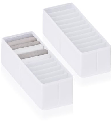 ROW&LINE® – Organizer – 11 extra hohe Fächer für Unterwäsche, BHs & Kleidung – Ordnungssystem Wickeltisch – strapazierfähig & abwaschbar für jeden Schrank & Schublade – weiß – Size: 2x S