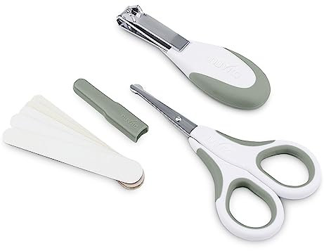 Nuvita 1138 - Set di Forbicine con Punte Arrotondate, Tagliaunghie e Lime per Unghie - Green