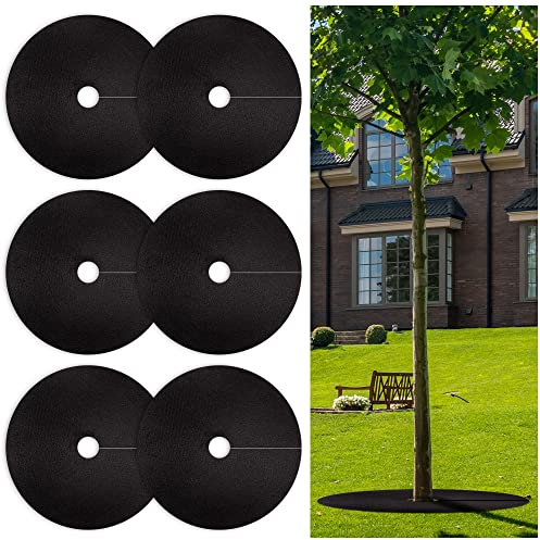 UCandy 82,5 cm Vlies-Baummulchring (6 Stück), Unkrautsperre, abbaubarer Baummulch, zur Hemmung von Unkrautwachstum und Landschafts-Unkrautbekämpfung, Pflanzenwurzelschutz (schwarz, 6 Stück)