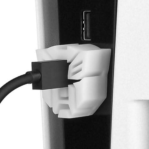 Geekria Protector de enchufe de cable compatible con PlayStation 5, PSVR 2, funda de repuesto duradera para la línea, funda de cable de carga anti-caídas (blanco)