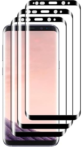 Tzstz Pack of 3 Screen Protectors for Samsung Galaxy S8 Plus / S8+, 3D Full Screen Overlay, 9H Hardness, Anti-Scratch, Samsung Galaxy S8 Plus / S8+ Tempered Glass Screen Protector