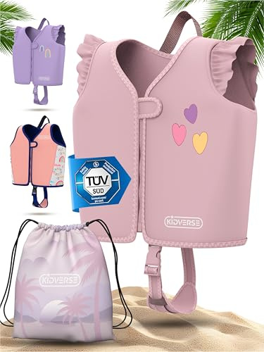 KIDVERSE Schwimmweste Kinder 2-3 Jahre - TÜV geprüfte Schwimmhilfe mit Bauchumfang bis 56cm - Schwimmhilfe Kinder 2-3 Jahre - Kinderschwimmweste zum Schwimmen Lernen - Komfort Schwimmweste Kind