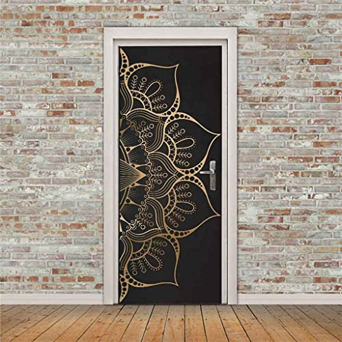 Adesivo Murale Per Porta Murale Per Porta 3D Bel Fiore Dorato 90 X 210 Cm Adesivi Per Porte Murali Per Pareti Interne Carta Da Parati Artistica Per Poster Decalcomanie Per Porte Rimovibili Autoadesiv