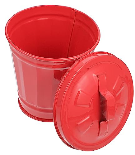 Cabilock Mini Poubelle en Fer Rouge avec Couvercle, Lot 1 Pièce
