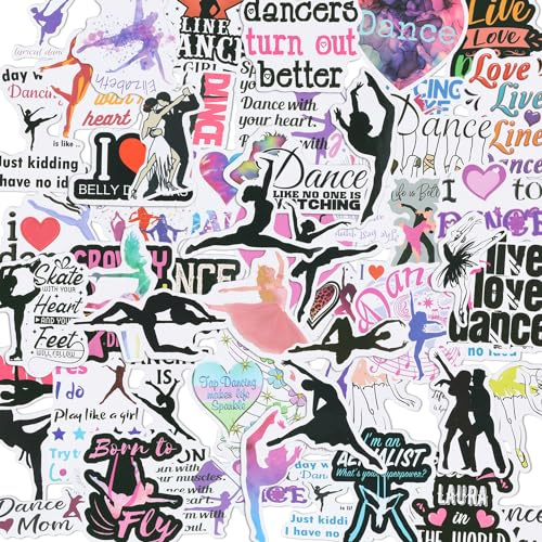64 Stück Dance Stickers, Tanzaufkleber für Autos Laptops Flaschen Ballettaufkleber für Mädchen und Frauen Aufkleber für Tanzparty Geburtstag Partygeschenke Mehrfarbig