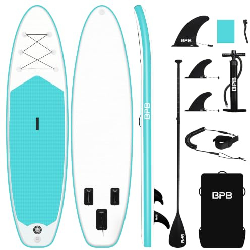 Inflatable Stand Up Paddle Board, 10'6x33x6 SUP Paddle Board, Ultra-Light Inflatable Board, Incl Inflatable Stand Up Paddleboard/Adj Paddle/Pump/Backpack/Leash/3 Fins/Non-Slip Deckpad/Repair Kit