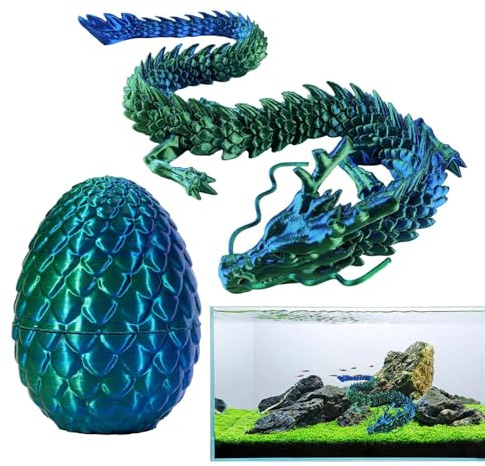 Streysisl Kristall Drachen Figur Bewegliche Gelenke Drache Mit Ei Tragbares Drachenei Mit Beweglichem Edelstein-Drachen-Zappelspielzeug Für Osterkörbchen Heimbürodekoration