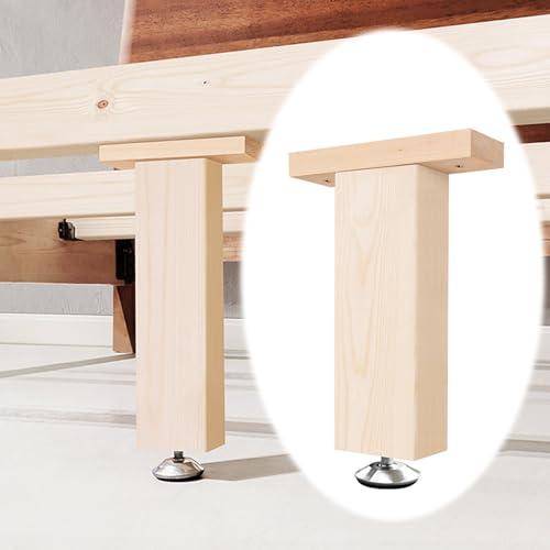 2 Stück Holz Möbelfüße,Verstellbare Bettgestell Bettbeine Unterstützung Füße Bettrahmen-Stützfüße,Einstellbare Höhe 0-20 mm, für Sofa, Schrank, Bett (12-14cm) | Massivholz Unterstützung Füße Bettrahmen-Stützfüße Lattenstützbein Schrankfüße,Einstellbare Höhe 0-20 mm,für Sofa Bett