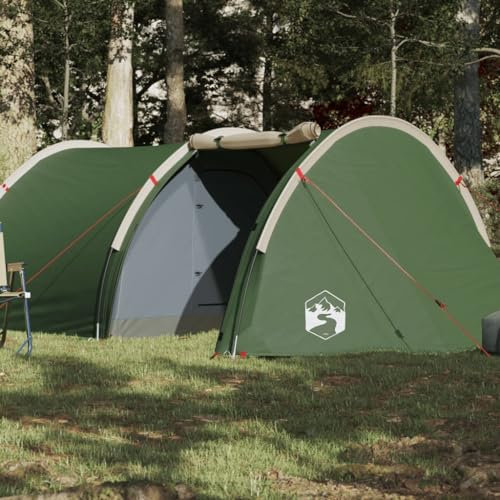 Annlera Tunnelzelt Grün Familienzelt Festivalzelt Campingzelt 4 Personen Zelt mit Schlafkabine inkl. Vordach & Boden Camping Zelt 405x170x106 cm