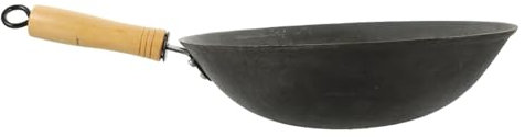 SHOWERORO Poêle à Frire Wok Avec Fond Rond Poêle De Cuisson Pour Cuisinière à Gaz à Induction Traditionnel Chinois Avec Poignée