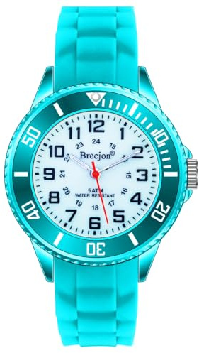 Brecjon Kinder Armbanduhr Jungen Mädchen Lernuhr Silikonuhr Kids 5ATM wasserdicht Silikonarmband